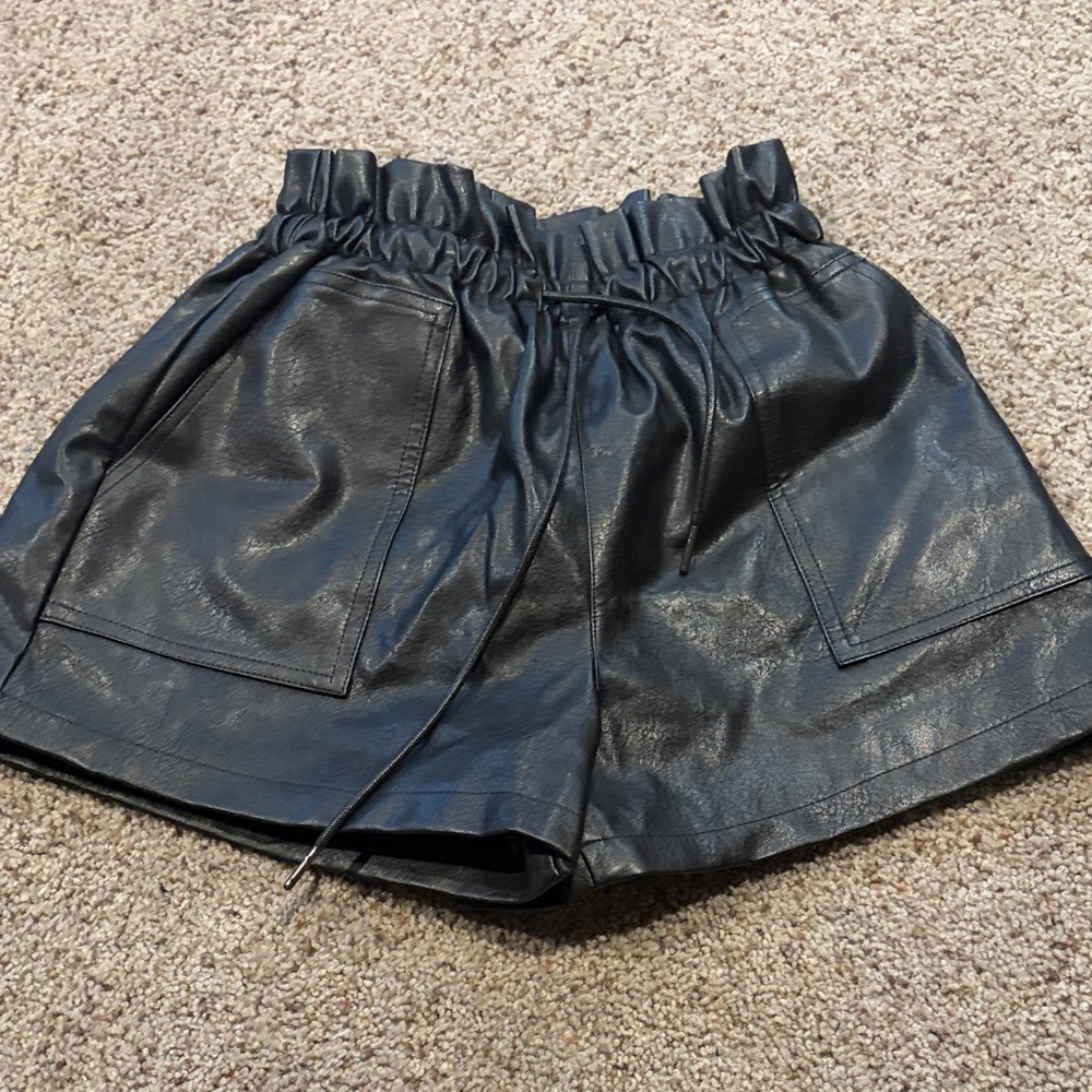 Black pleather shorts